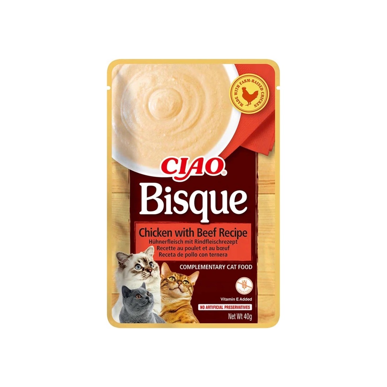 Inaba CIAO Bisque Cat Kapsička Kura s hovädzím mäsom 1 ks 40 g